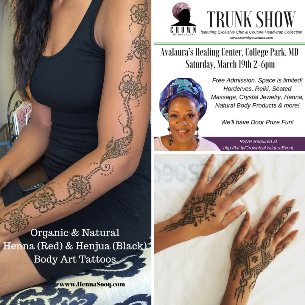 Avalaura trunk show spa free horderves jewelry reiki massage henna college park laurel hanover columbia yoga instagram tattoo hennasooq