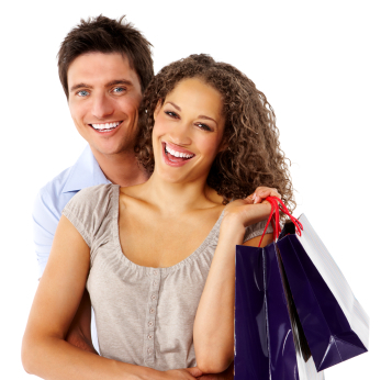 Affectionate Couple With Shopping Bags 