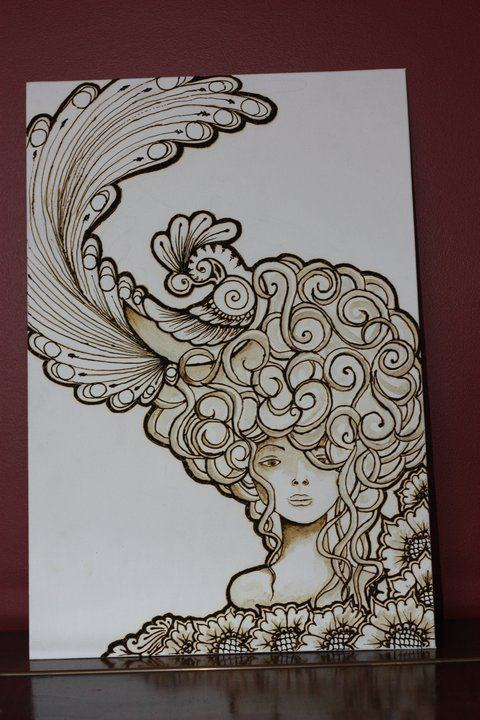 Henna portrait on canvas by Linda Bell