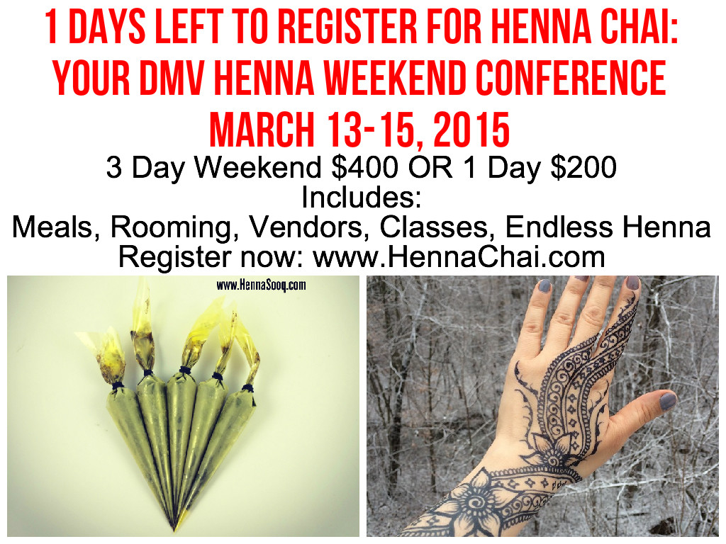 1 day left Henna Chai sooq register dmv workshop