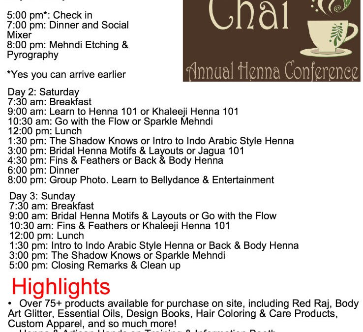 Official Henna Chai DMV Henna Conference Schedule