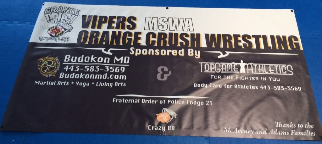 banner orange crush vipers wrestling top game atheltics body care budokon maryland