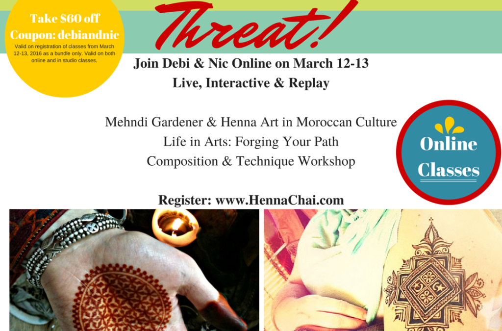 March 12-13 Online & Studio Henna Classes with Debi and Nic