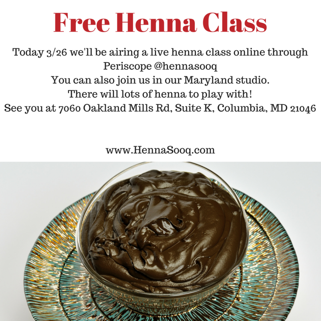 Saturday Free Henna Class offer online studio columbia maryland dc dmv dchenna baltimore mehndi pro hennatattoo tattoo mixing mixology