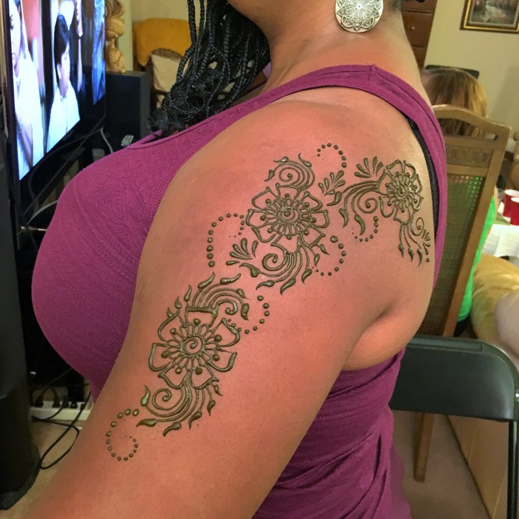 Arm floral shoulder back mandala piece hennasooq maryland dc dmv columbia lanham brandywine laurel tattoo henna
