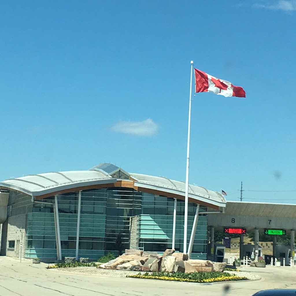 Canadian flag border crossing